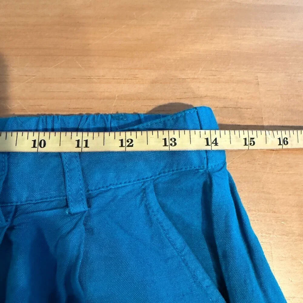 YFB High Waisted Wide Leg Culottes Coastal Grandmother Art Pants LARGE Cyan Blue